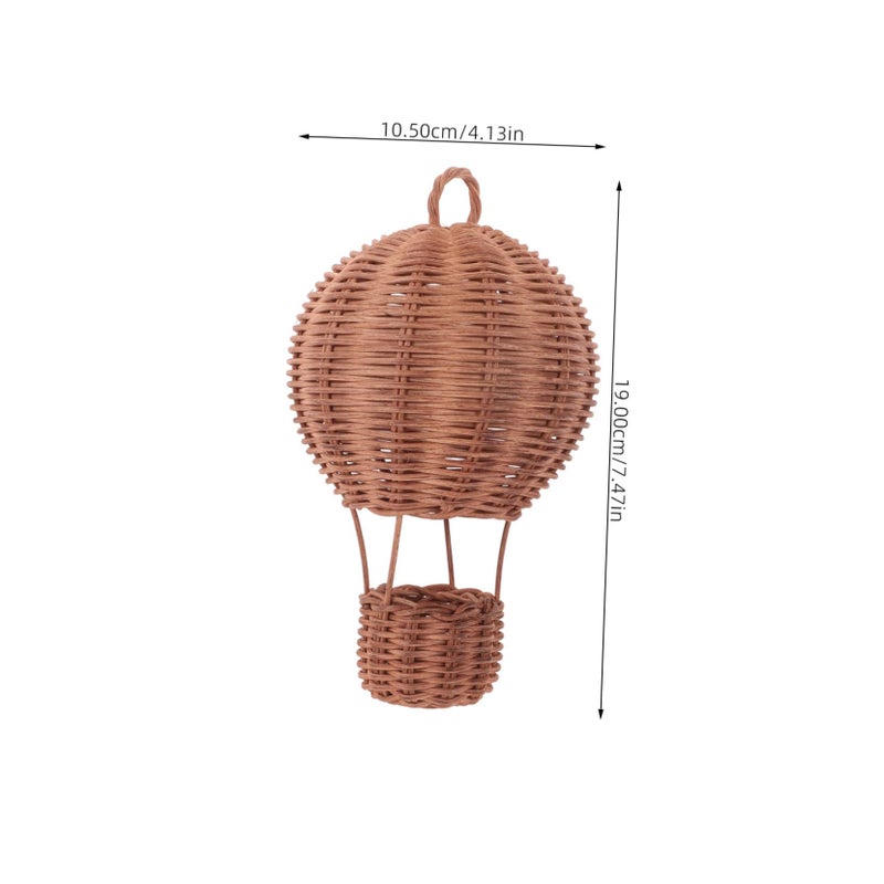 Handwoven Rattan Hot Air Balloon Nursery Wall Art Hanging Basket Brown Photography Prop - Image 3