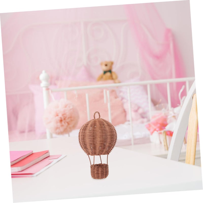Handwoven Rattan Hot Air Balloon Nursery Wall Art Hanging Basket Brown Photography Prop - Image 5