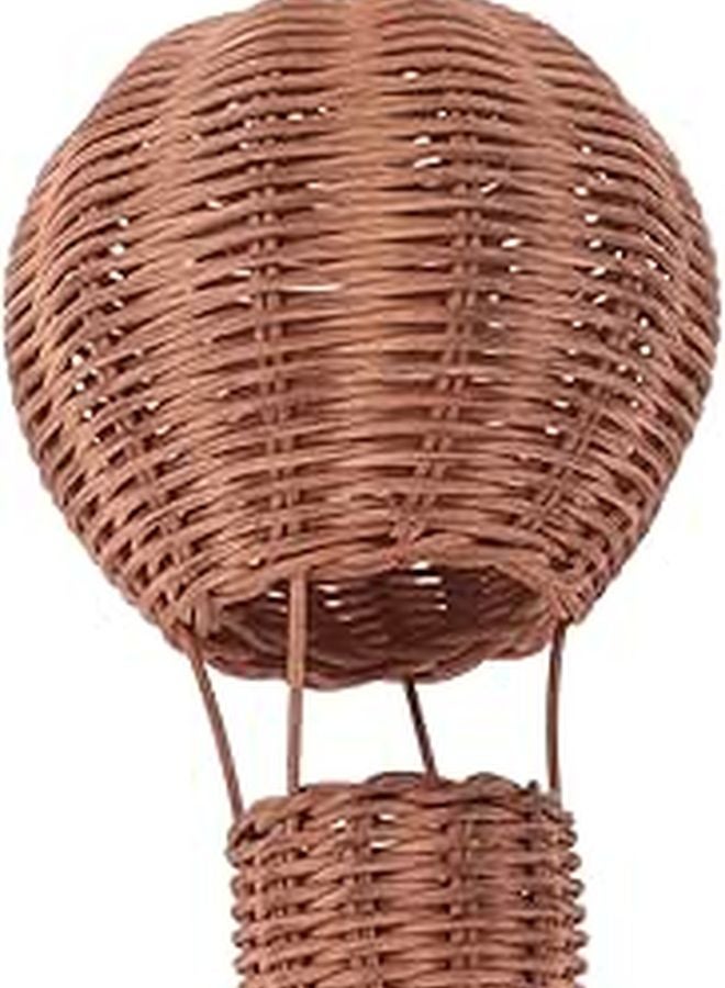 Handwoven Rattan Hot Air Balloon Nursery Wall Art Hanging Basket Brown Photography Prop - Image 1