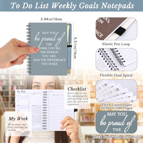 Tellingyou 20 Pcs/ 10 Set Employee Appreciation Gifts 2026-2027 Weekly Planners Journals A6 to Do List Bulk Notepads and Pens Thank You Gifts for Coworkers Teacher Staff (Neutral Color) - Image 2
