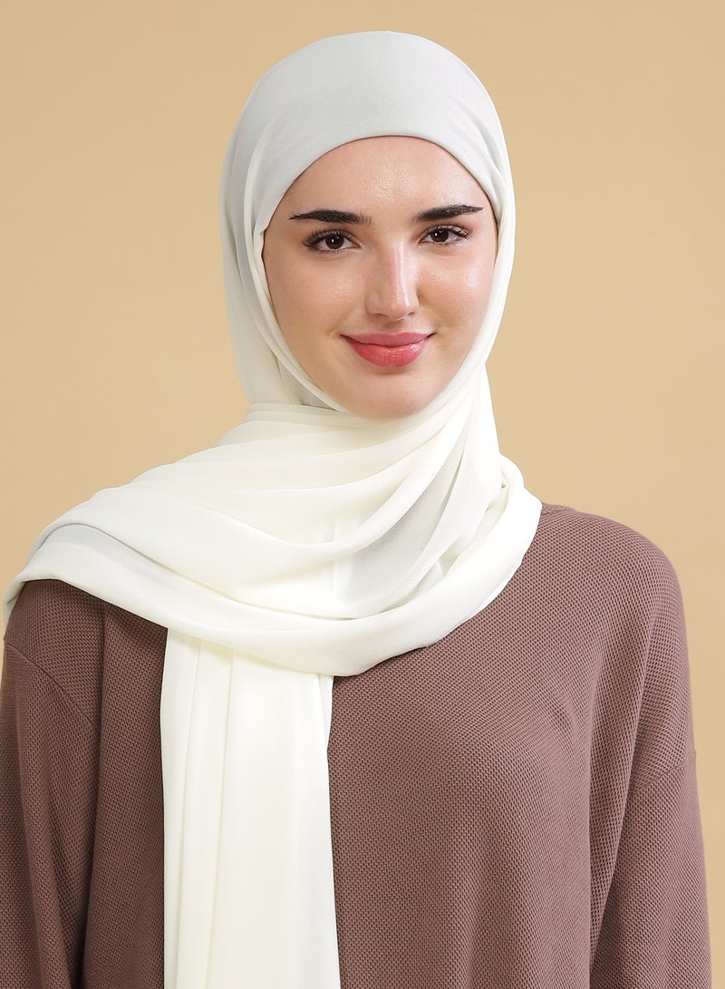 Moja Premium Georgette Hijab - Off White - Image 1