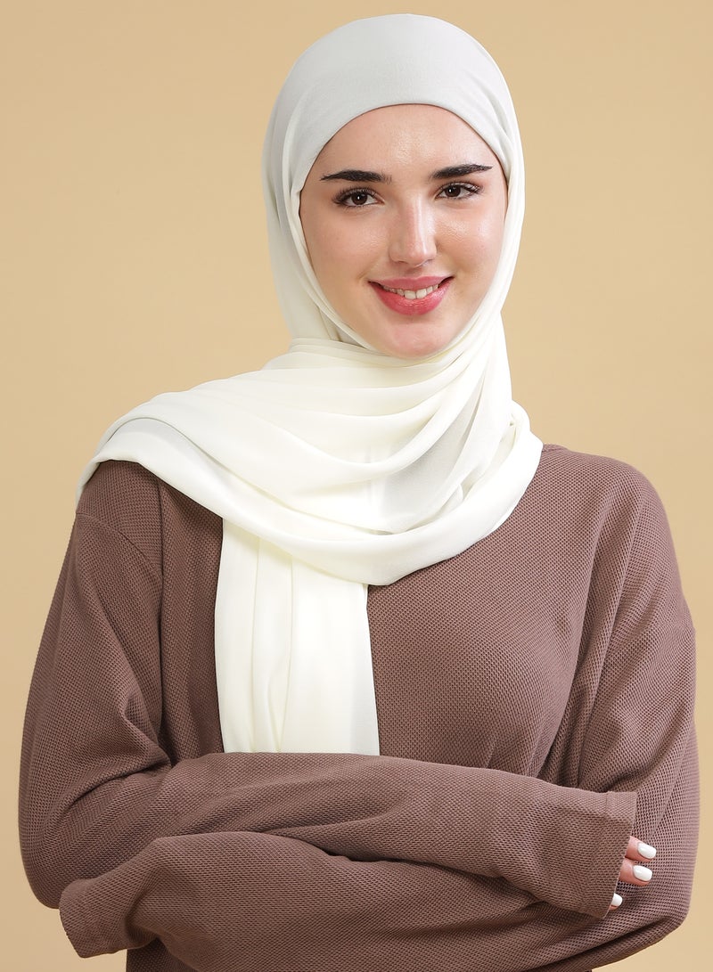 Moja Premium Georgette Hijab - Off White - Image 2