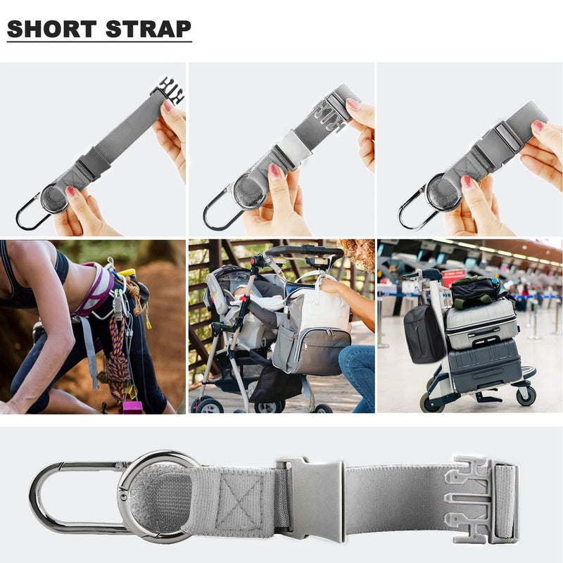 ZINZ Elastic Jacket Gripper Travel Strap with D-Ring Hooks and Buckle, Suitcase Straps Belts Travel Accessories, Makes Your Hands Free,Gray - Image 4