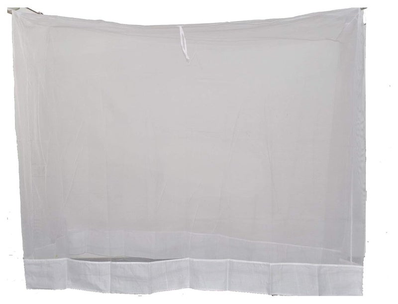 Ans Designer Mosquito net Fine Polycotton net White with Pure Cotton Border on Top and Bottom Super Soft Net 6x65 ft Double Bed Size - Image 1