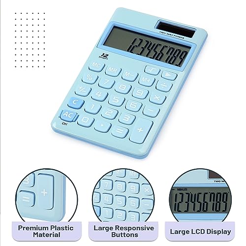 Mr. Pen- Standard Function Calculator, 12 Digits, Small Light Blue Solar Pocket Calculator, Simple Basic Office Handheld - Image 4