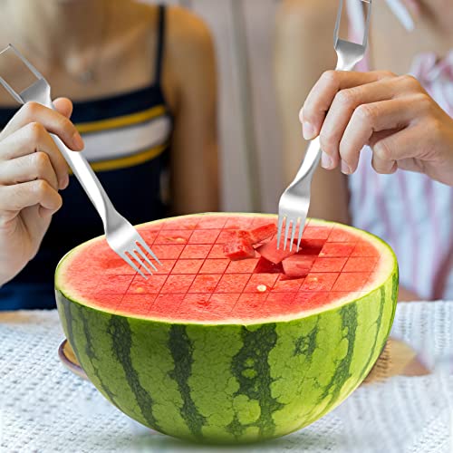 CANIPHA 2Pcs Watermelon Fork Slicer Cutter, Stainless Steel 2-in-1 Watermelon Fork Slicer, Portable Watermelon Fork Watermelon Cutter Slicer Tool Fruit Forks Slicer for Home Party Camping Kitchen Gadget - Image 4