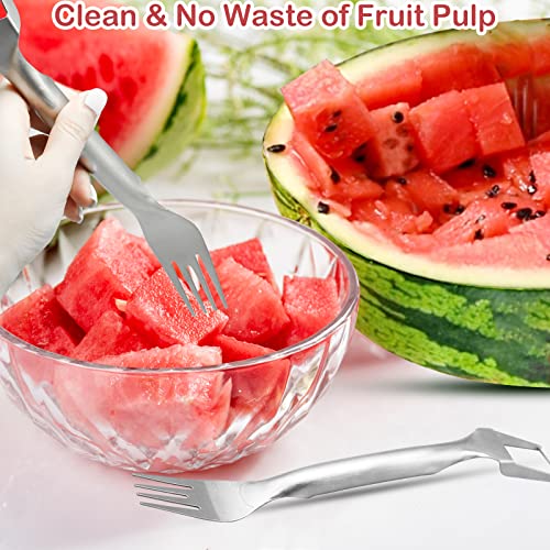 CANIPHA 2Pcs Watermelon Fork Slicer Cutter, Stainless Steel 2-in-1 Watermelon Fork Slicer, Portable Watermelon Fork Watermelon Cutter Slicer Tool Fruit Forks Slicer for Home Party Camping Kitchen Gadget - Image 3