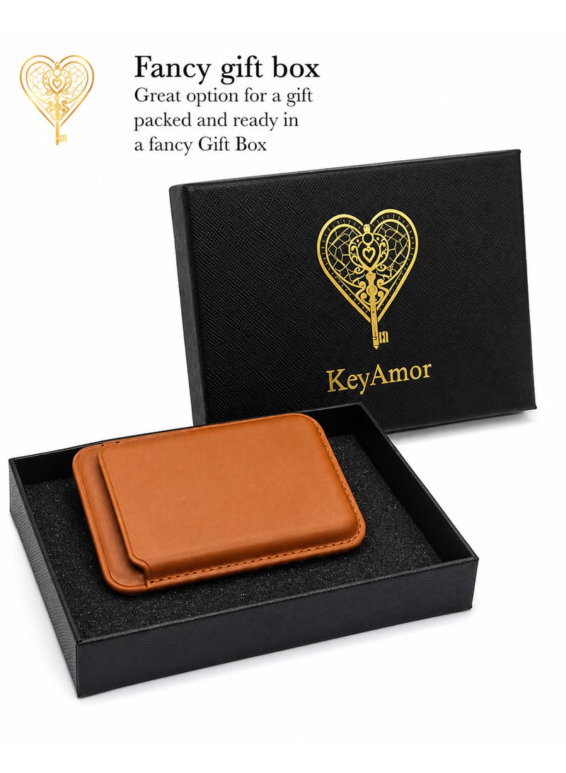 KeyAmor Magsafe Wallet Compatible with iPhone 16 & iPhone 15 Pro Max MagSafe Secure Credit Card Holder Vegan Leather Magnetic Card Wallet Holder Apple iPhone 16,15,14,13,12 Compatible with gift box - Image 2