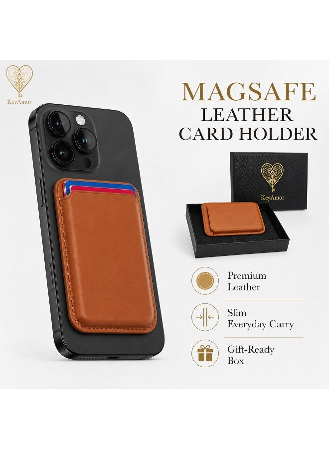 KeyAmor Magsafe Wallet Compatible with iPhone 16 & iPhone 15 Pro Max MagSafe Secure Credit Card Holder Vegan Leather Magnetic Card Wallet Holder Apple iPhone 16,15,14,13,12 Compatible with gift box - Image 5
