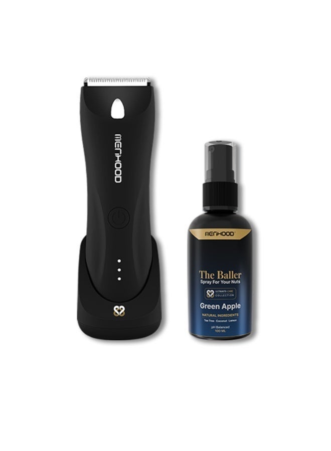 MENHOOD Grooming Trimmer 1.0 Pro & The Baller Intimate Hygiene Spray | Waterproof Body Hair Trimmer for Men, 150 Min Runtime, LED Light | Anti-Odour Below-The-Waist Freshness - Image 1