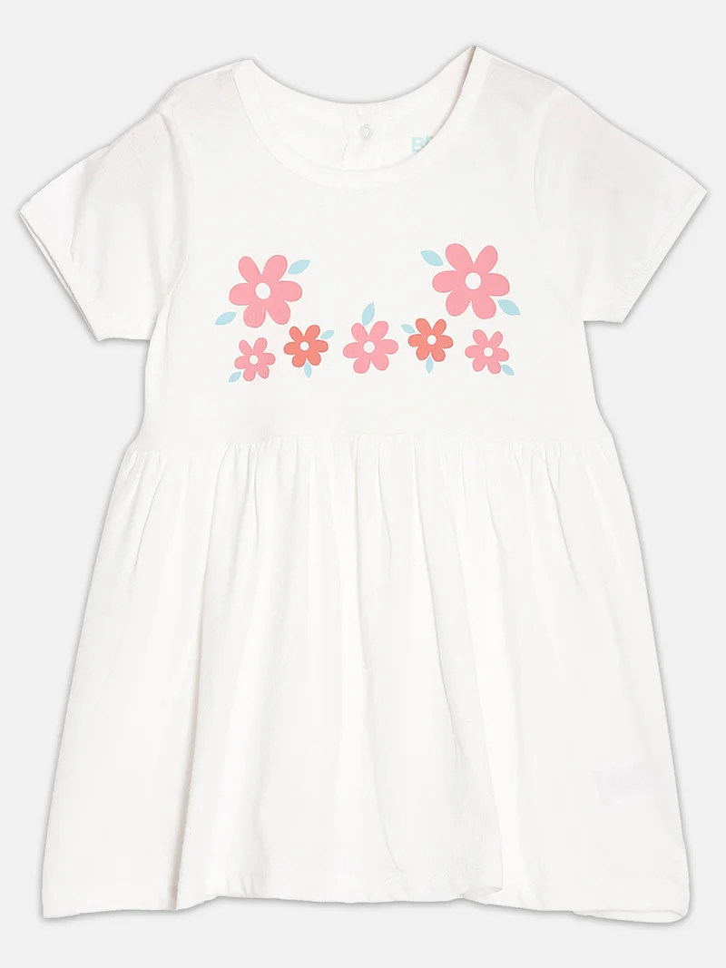 Broon Broon Infant Girls Off White Floral Organic Cotton Dress