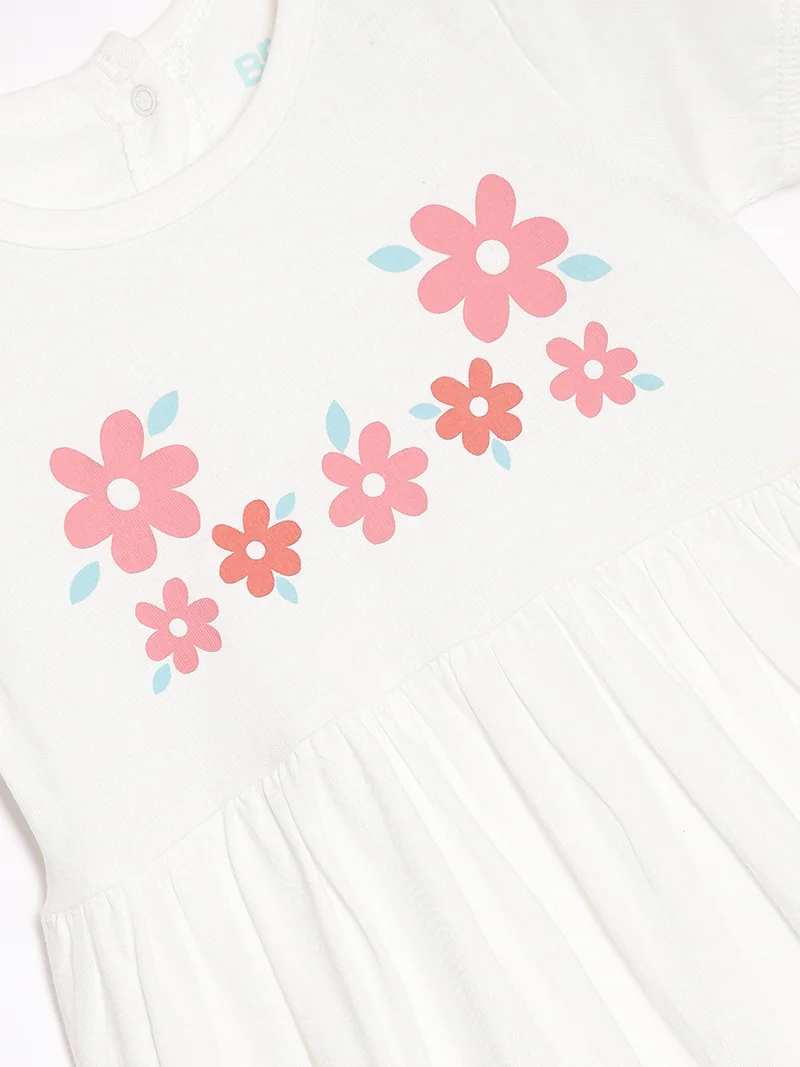 Broon Broon Infant Girls Off White Floral Organic Cotton Dress