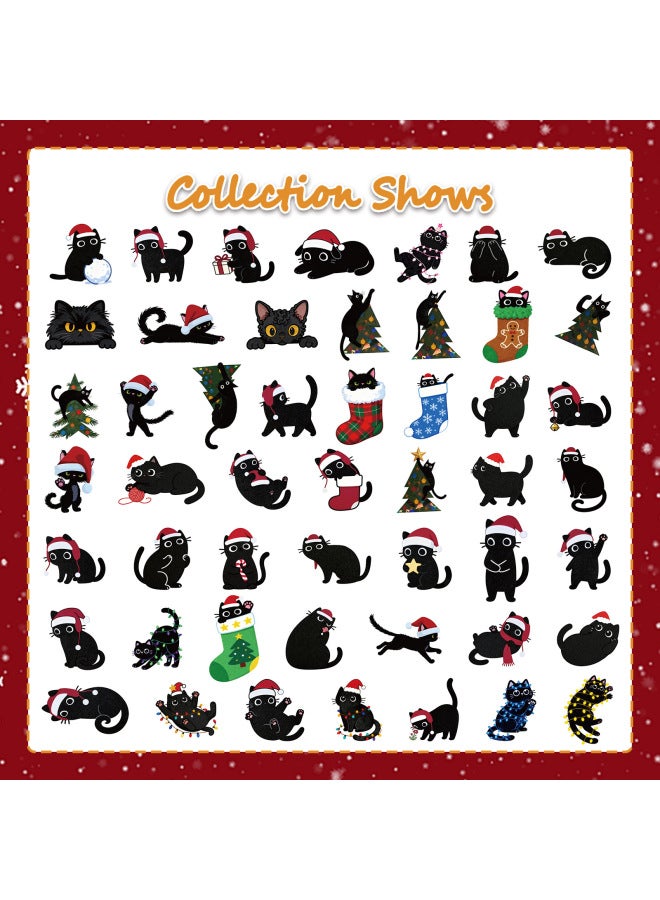 50 Cartoon Christmas Black Cat Stickers Cute And Good-looking Decorative Mobile Phone Account Desktop Waterproof Self-adhesive