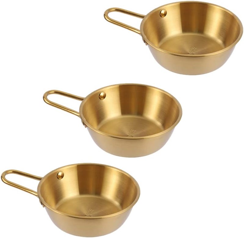 Veemoon 3pcs Korean Bowl with Handles Korean Rice Wine Bowls Stainless Steel Soup Bowl Makgeolli Bowls Camp Food Cup Salad Bowl Noodle Bowl for Home Tavern Hotel Party Banquet - Image 1