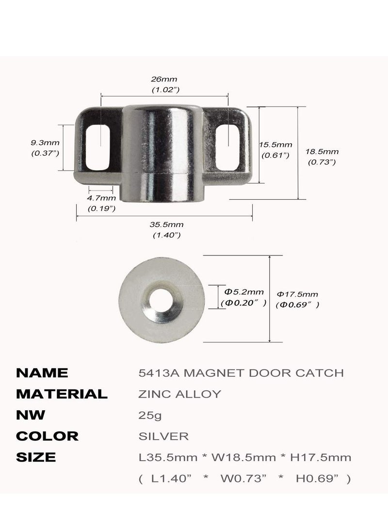 SYOSI Magnetic Cabinet Door Catch with Magnets for Cabinet Door Latch Closer Cabinet Magnetic Catch for Kitchen Closet Door Closing Magnetic Door Catch Closer 4 Pack Silver Color  - Image 5