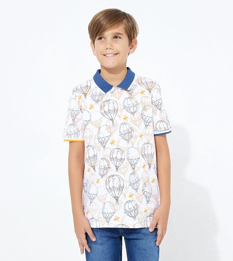 BEVERLY HILLS POLO CLUB Printed Short Sleeves Polo T-Shirt
