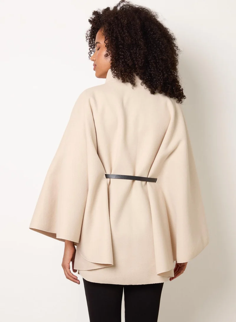 Blue Vanilla  Funnel Neck Tie Front Cape for Women | Best Price UAE