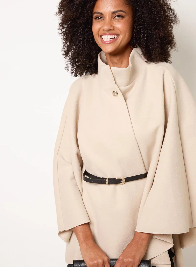 Blue Vanilla  Funnel Neck Tie Front Cape for Women | Best Price UAE