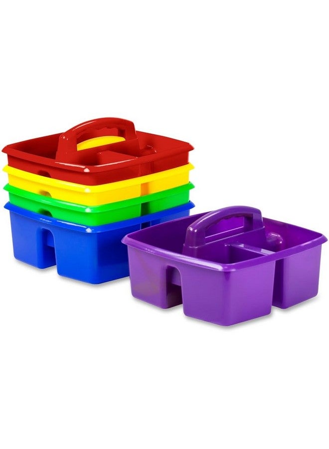 Storex Classroom Storage Caddy, 5.3" X 9.3" X 9.3", Blue,Yellow,Green,Red,Purple - Image 1