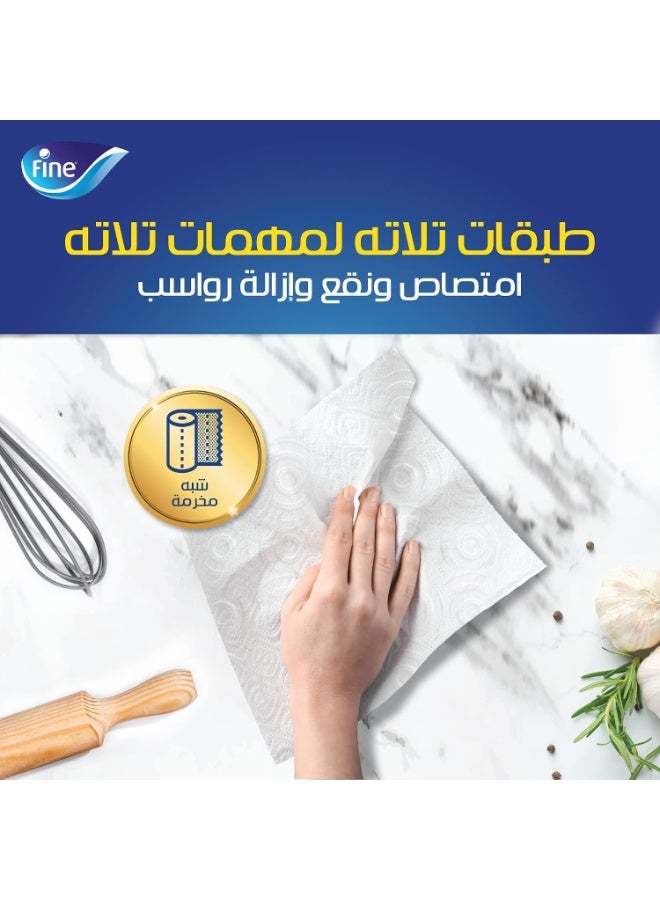 Fine Kitchen Tissue Paper Pro, 3 Ply, 2 Rolls – Premium Absorbent Kitchen Towels for Everyday Cleaning, Spills, Drying, Wiping & Household Use - Image 2