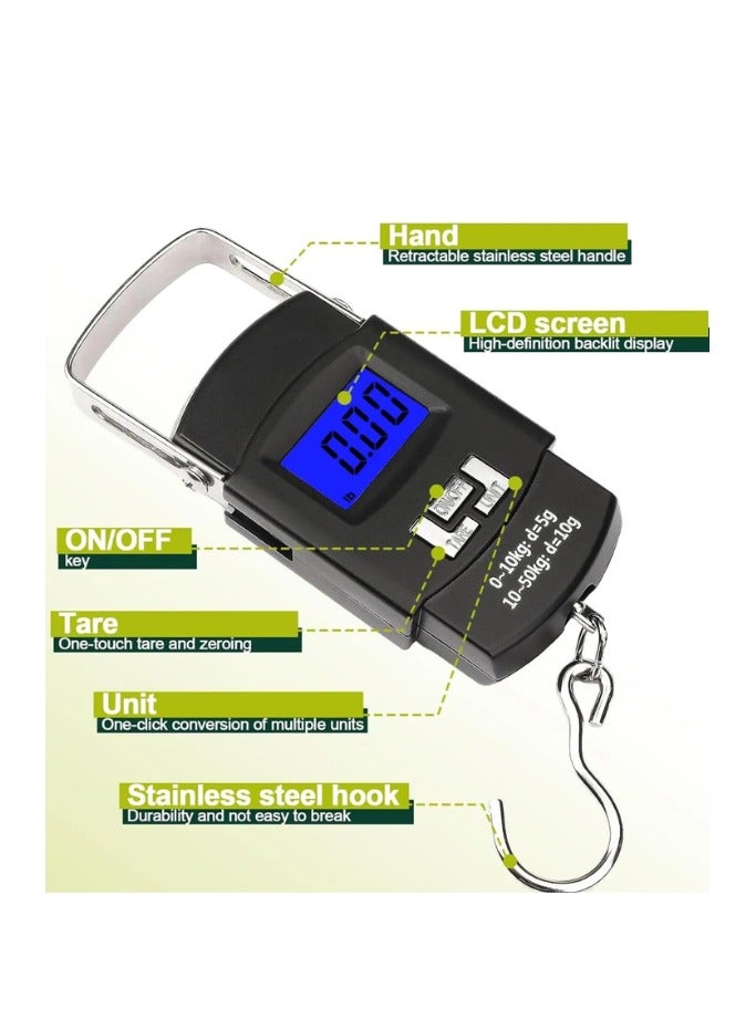 Portable Luggage Scale 110lb/50kg, Electronic Digital, Suitcase Travel Bag Hanging Weighing Scale, Portable Electronic, Tare, Auto Off, Stainless-steel Kitchen Scale Cooking, Baking Fruits Vegitables  - Image 2