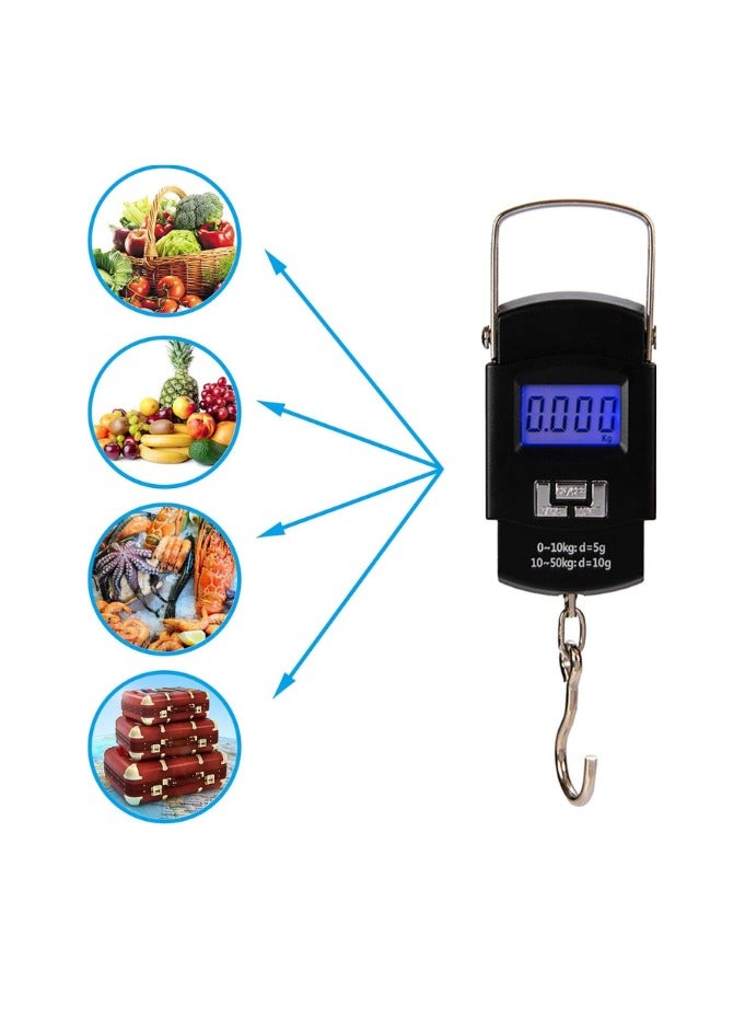 Portable Luggage Scale 110lb/50kg, Electronic Digital, Suitcase Travel Bag Hanging Weighing Scale, Portable Electronic, Tare, Auto Off, Stainless-steel Kitchen Scale Cooking, Baking Fruits Vegitables  - Image 3