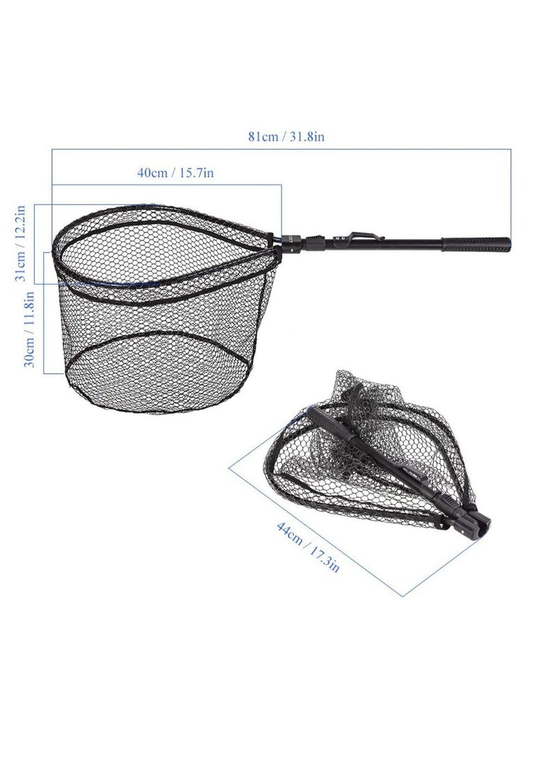 KASTWAVE شبكة هبوط صيد الأسماك القابلة للطي من ELECDON، شبكة مائية قابلة للطي بيد واحدة، قابلة للتلسكوب، سهلة التنظيف، إطار من شبكة مطاطية، شبكة مقاومة للتشابك، مادة متينة، سمك آمن، عبوة واحدة - Image 3