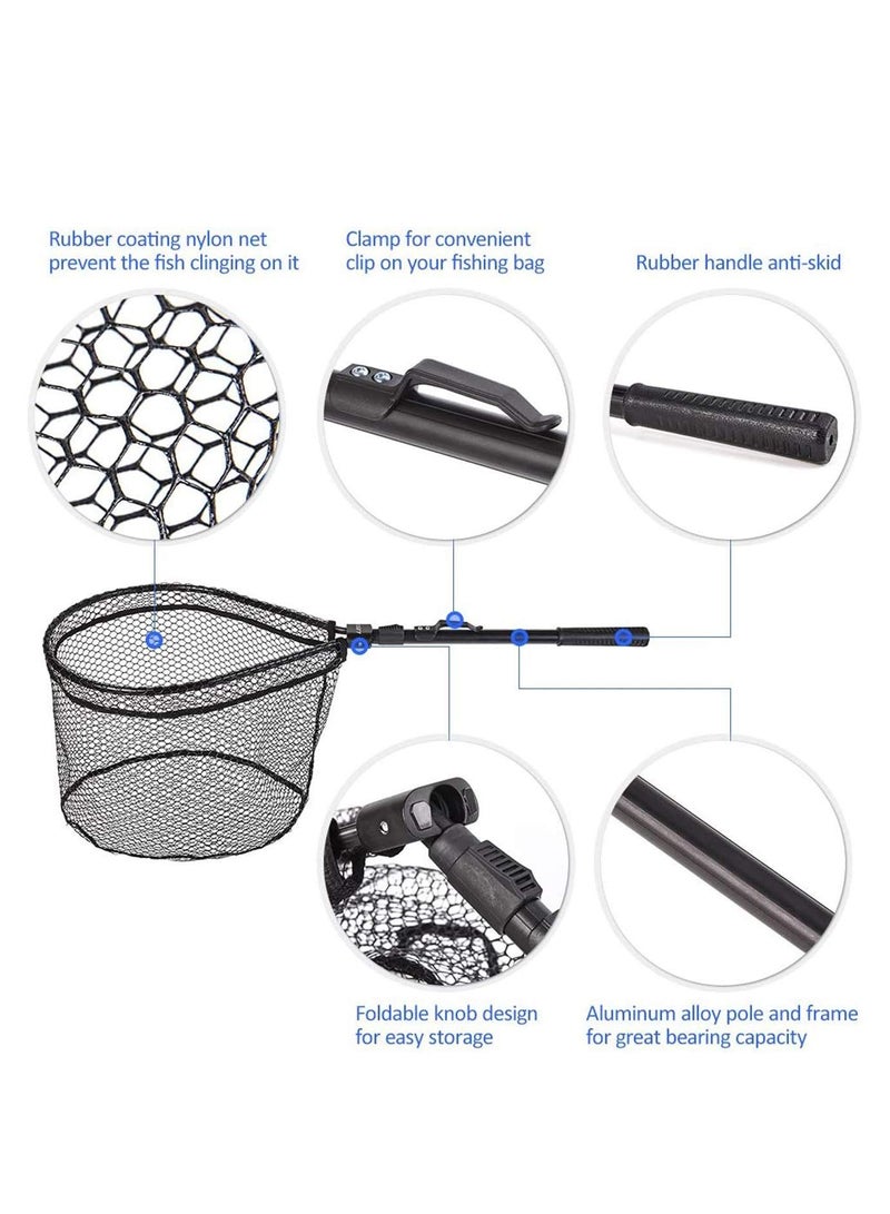 KASTWAVE شبكة هبوط صيد الأسماك القابلة للطي من ELECDON، شبكة مائية قابلة للطي بيد واحدة، قابلة للتلسكوب، سهلة التنظيف، إطار من شبكة مطاطية، شبكة مقاومة للتشابك، مادة متينة، سمك آمن، عبوة واحدة - Image 4