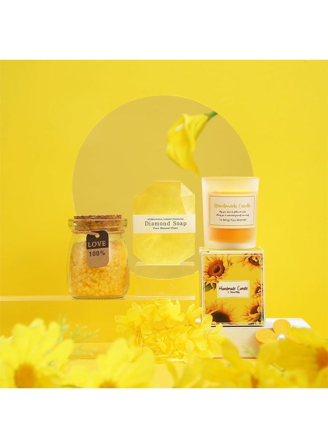 بيوينتي 10PC شموع عطرية وقنابل الحمام مجموعة,هدايا للنساء لعيد ميلاد يوم المرأة يوم الأم,مجموعة حمام الفقاعة هدايا للمرأة,مجموعة هدايا سبا الاسترخاء للنساء (الأصفر) - Image 4