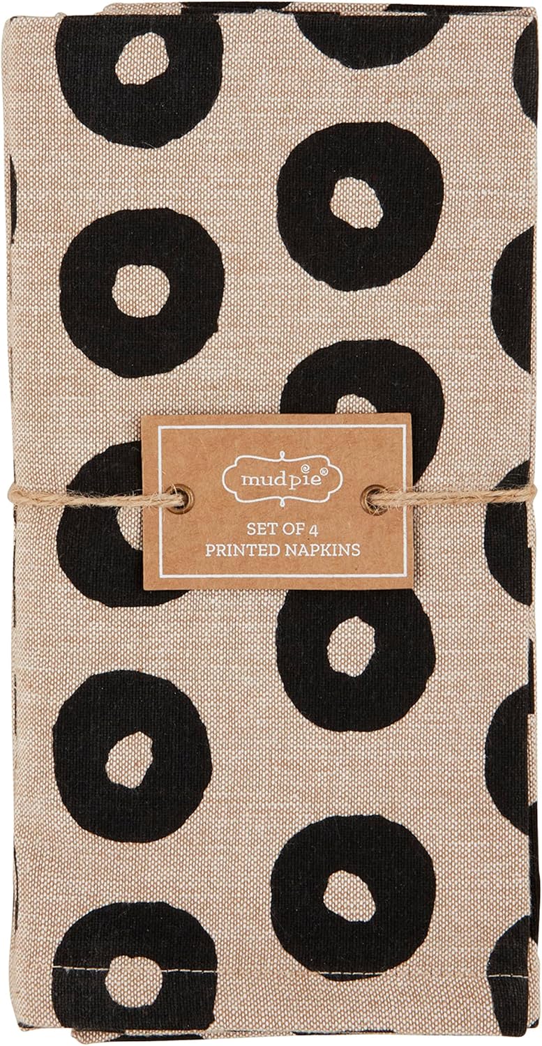 Mud Pie Black Circles Chambray Napkins 18 x 18 - Image 1