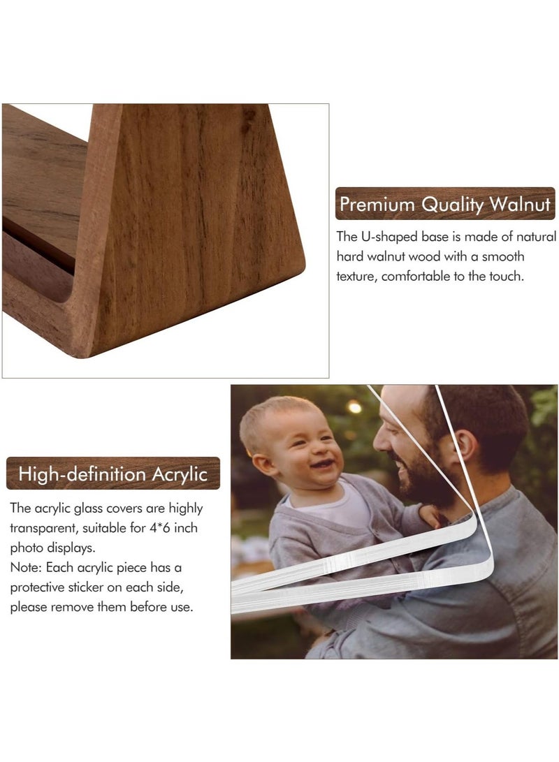 4x6 Inch Wood Photo Picture Frame 1 Pack - Rustic Wooden Picture Frame with Walnut Wood Base and High Definition Break Free Acrylic Covers for Tabletop or Desktop Display - Image 2