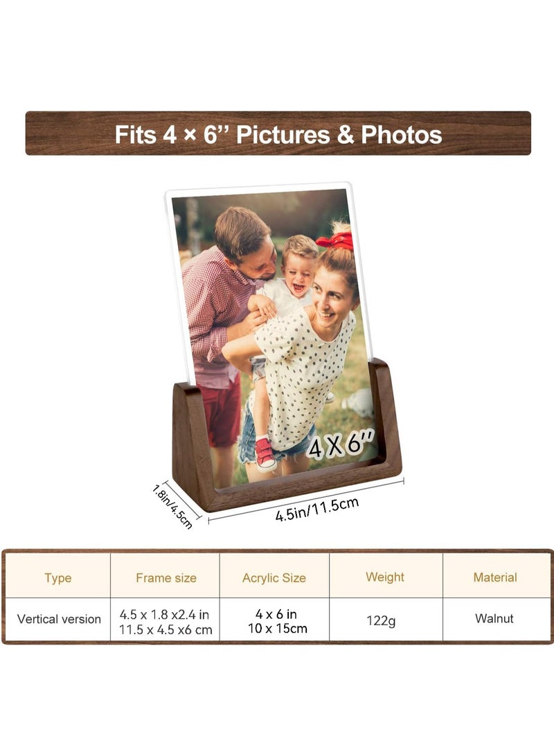 4x6 Inch Wood Photo Picture Frame 1 Pack - Rustic Wooden Picture Frame with Walnut Wood Base and High Definition Break Free Acrylic Covers for Tabletop or Desktop Display - Image 3