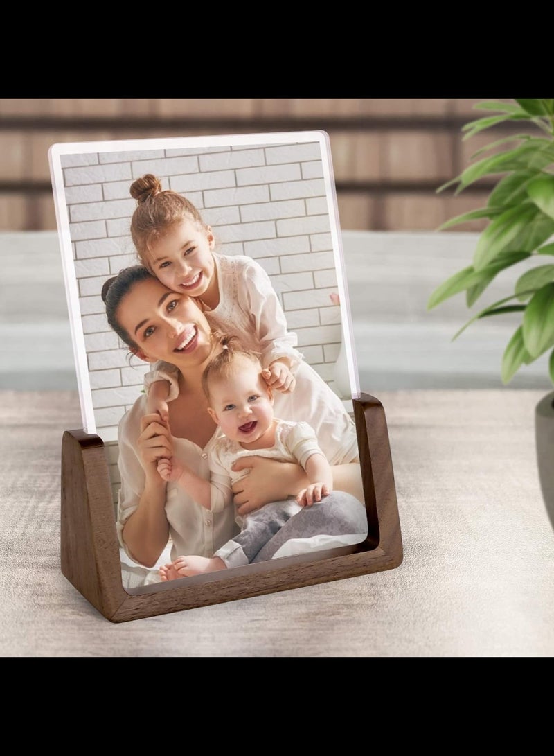 4x6 Inch Wood Photo Picture Frame 1 Pack - Rustic Wooden Picture Frame with Walnut Wood Base and High Definition Break Free Acrylic Covers for Tabletop or Desktop Display - Image 4