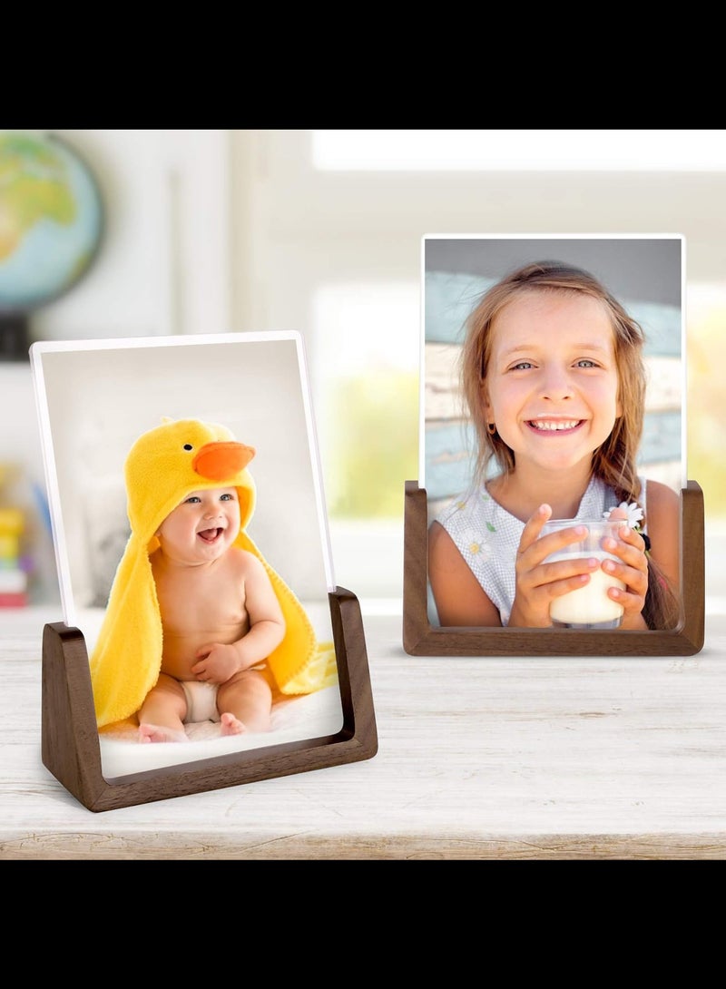 4x6 Inch Wood Photo Picture Frame 1 Pack - Rustic Wooden Picture Frame with Walnut Wood Base and High Definition Break Free Acrylic Covers for Tabletop or Desktop Display - Image 5