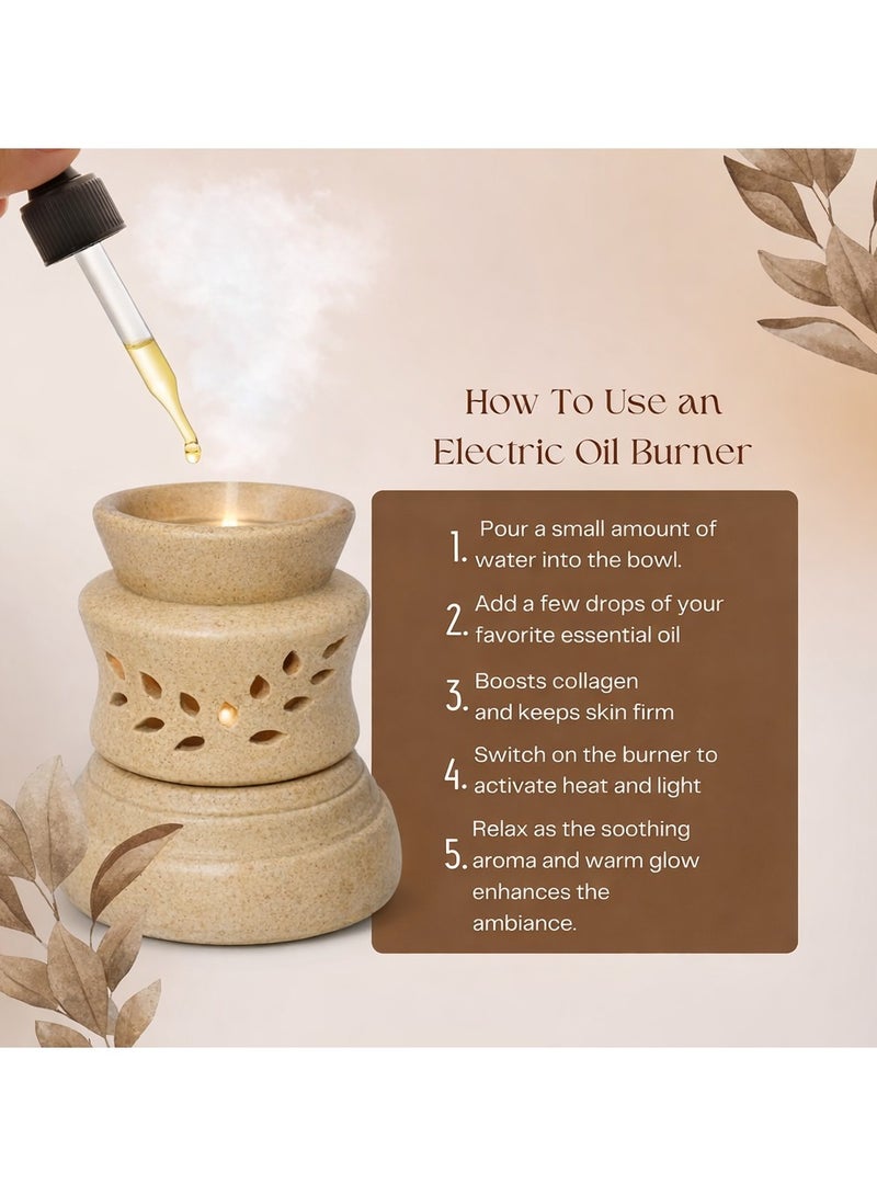 Ceramic Essential Oil Burner and Candle Warmer, Aromatherapy Oil Warmer with Ceramic Base | Home & Bedroom Decor for Relaxation (Round Square) - Image 2
