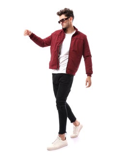 Andora Fly Zipper Patterned Jacket_Red  - Image 3