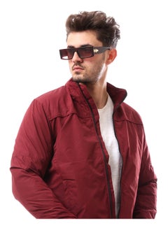 Andora Fly Zipper Patterned Jacket_Red  - Image 5