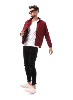 Andora Fly Zipper Patterned Jacket_Red  - Image 2