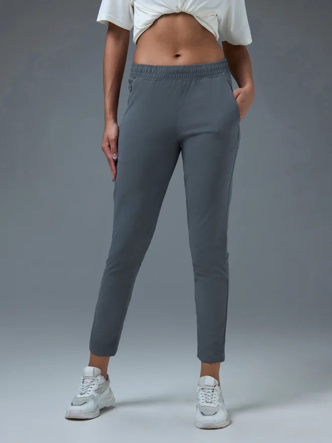 Technosport blue Solid Straight Fit Trackpants for Women | Best Price UAE