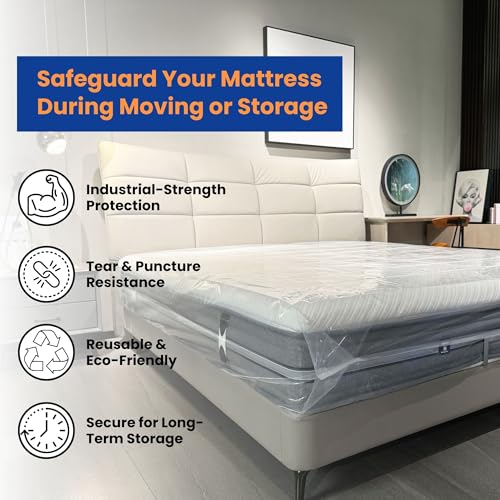 VICMORE 2-Pack Queen Mattress Bags for Moving & Storage – 4 Mil Heavy-Duty Plastic Mattress Cover, Tear-Resistant & Odorless, Reusable & Recyclable - Image 3