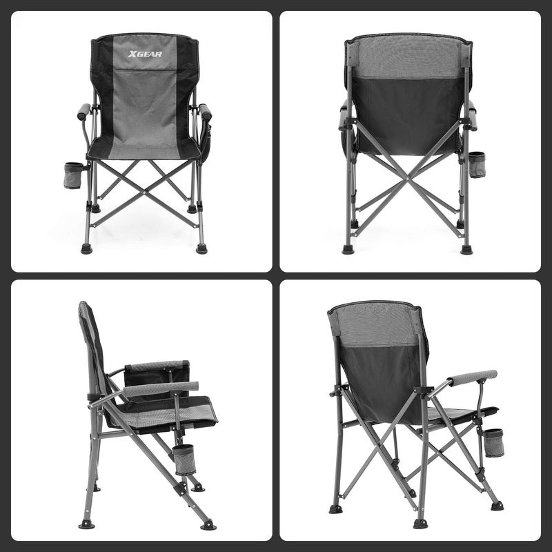 XGEAR Toby's Camping Chair Hard Arm High Back Lawn Chair Heavy Duty with Cup Holder, for Camp, Fishing, Hiking, Outdoor, Carry Bag Included (Cool Gray) - Image 5
