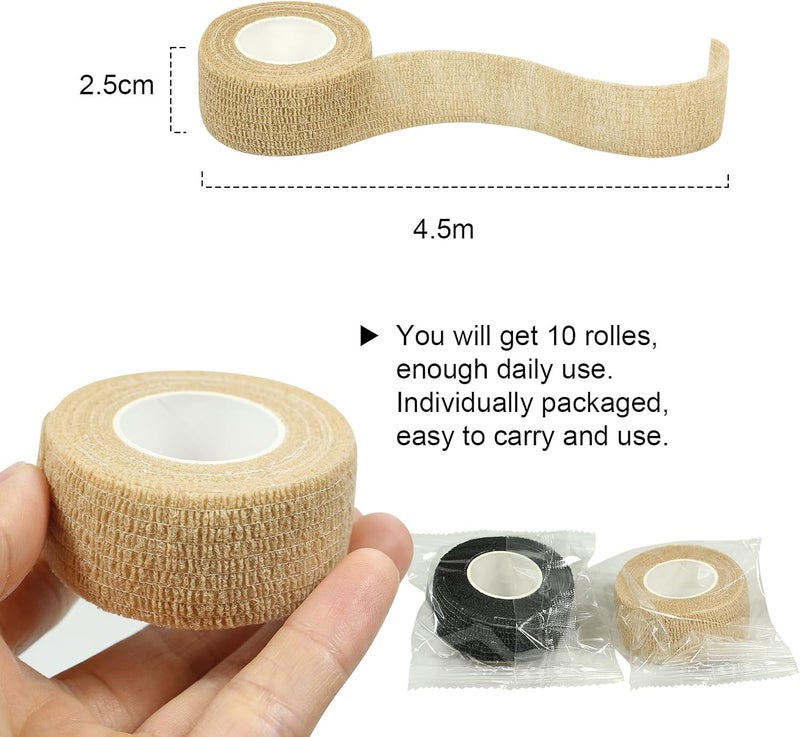 GooGou Self Adhesive Wrap Bandage Cohesive Bandage Breathable Self Adherent Wrap for Sprain Swelling and Soreness on Wrist and Ankle 10PCS 1 in X 147 ft Blue - Image 3