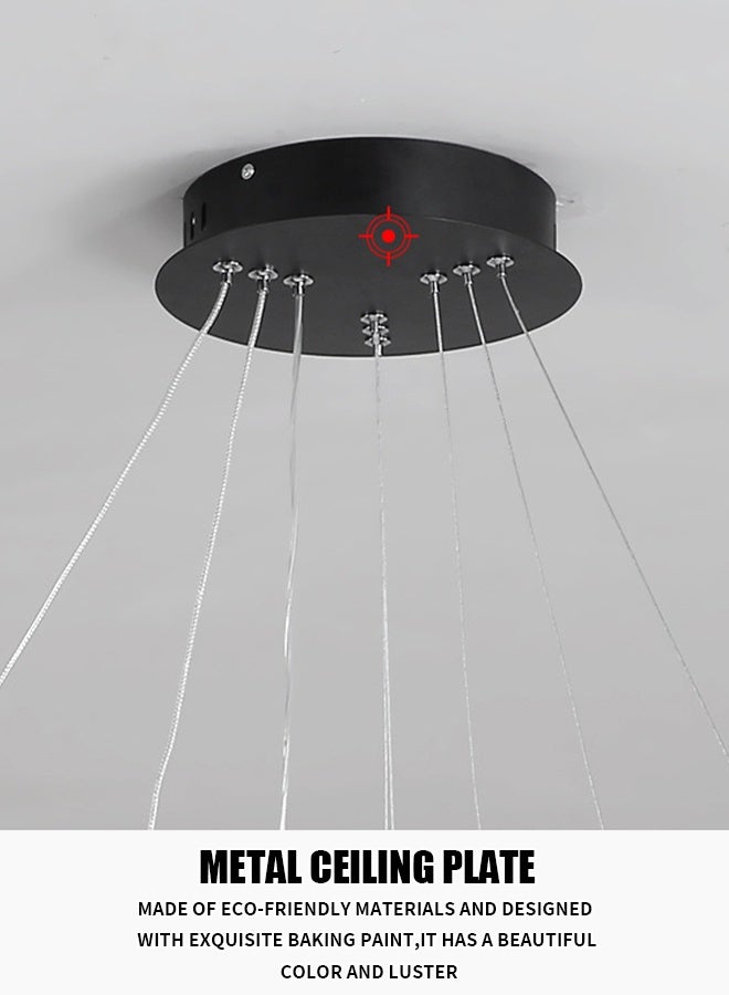 Smart Modern LED Chandeliers, 3 Rings LED Pendant Light Fixture Dimmable Contemporary Circular LED with BT Wireless Smart APP Remote Control 3 Color in One 72W LED Chandelier Ceiling Pendant Light - Image 5