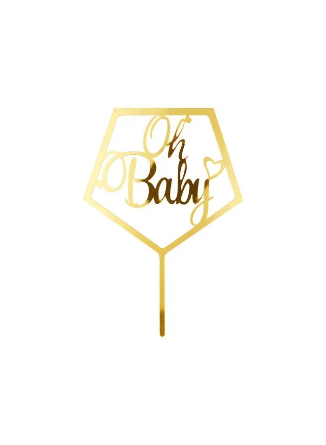 Elegant Oh Baby Cake Topper Perfect for Baby Showers, Birthdays, And Weddings, Durable, Reusable, Easy to Assemble, Golden Acrylic, Suitable for Cake Decor, Dessert Tables, And Baking Supplies - Image 2