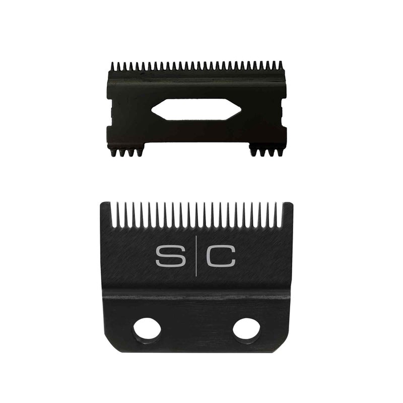 StyleCraft Replacement Double Black Diamond Carbon DLC Fixed Fade Blade with Shallow Tooth Cutter 2.0 Clipper Blade Set - Image 1