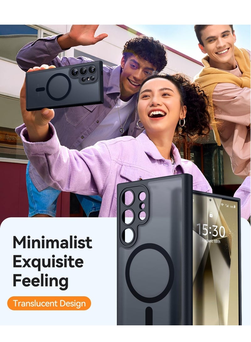 ثسؤشسث غطاء مغناطيسي لجهاز سامسونج جالاكسي S24 ألترا (6.8 بوصة) [حماية كاملة للكاميرا] غطاء حماية شفاف غير لامع ونحيف مقاوم للصدمات، أسود - Image 4