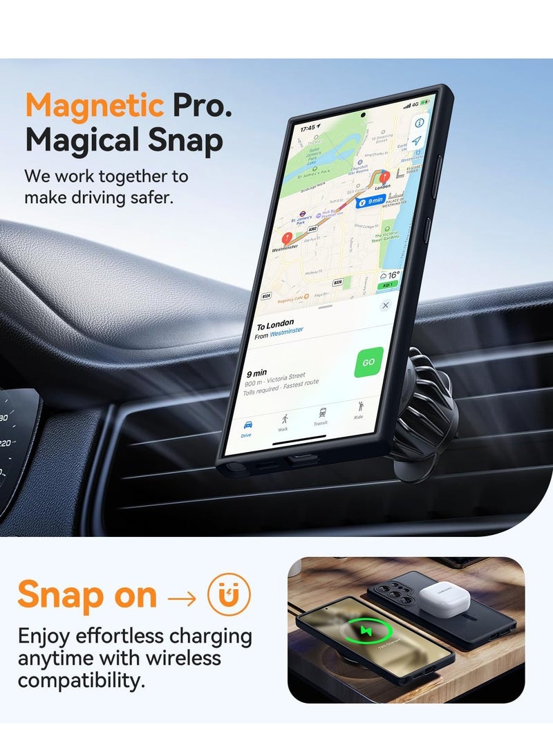 ثسؤشسث غطاء مغناطيسي لجهاز سامسونج جالاكسي S24 ألترا (6.8 بوصة) [حماية كاملة للكاميرا] غطاء حماية شفاف غير لامع ونحيف مقاوم للصدمات، أسود - Image 5