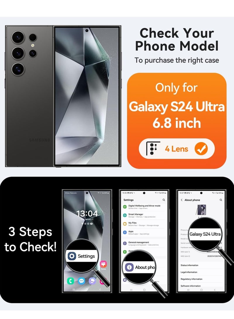 ثسؤشسث غطاء مغناطيسي لجهاز سامسونج جالاكسي S24 ألترا (6.8 بوصة) [حماية كاملة للكاميرا] غطاء حماية شفاف غير لامع ونحيف مقاوم للصدمات، أسود - Image 2