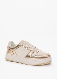 Lee Cooper Women's Perforated Sneakers with Lace-Up Closure  - Image 1