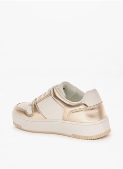 Lee Cooper Women's Perforated Sneakers with Lace-Up Closure  - Image 2